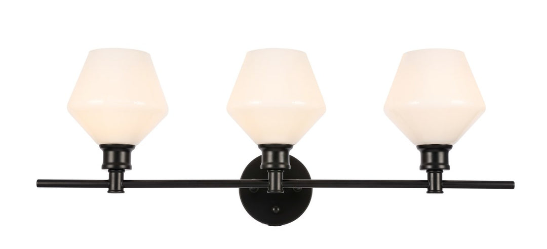 3 Light Black And Frosted White Glass Wall Sconce by Living District