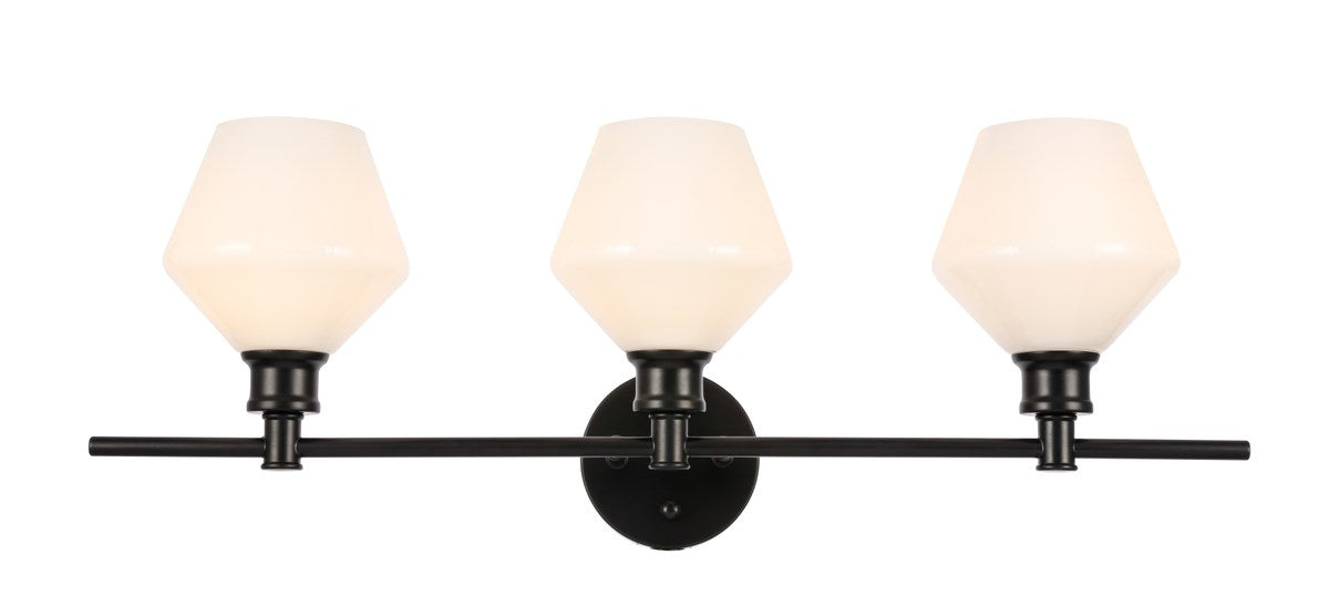 3 Light Black And Frosted White Glass Wall Sconce by Living District