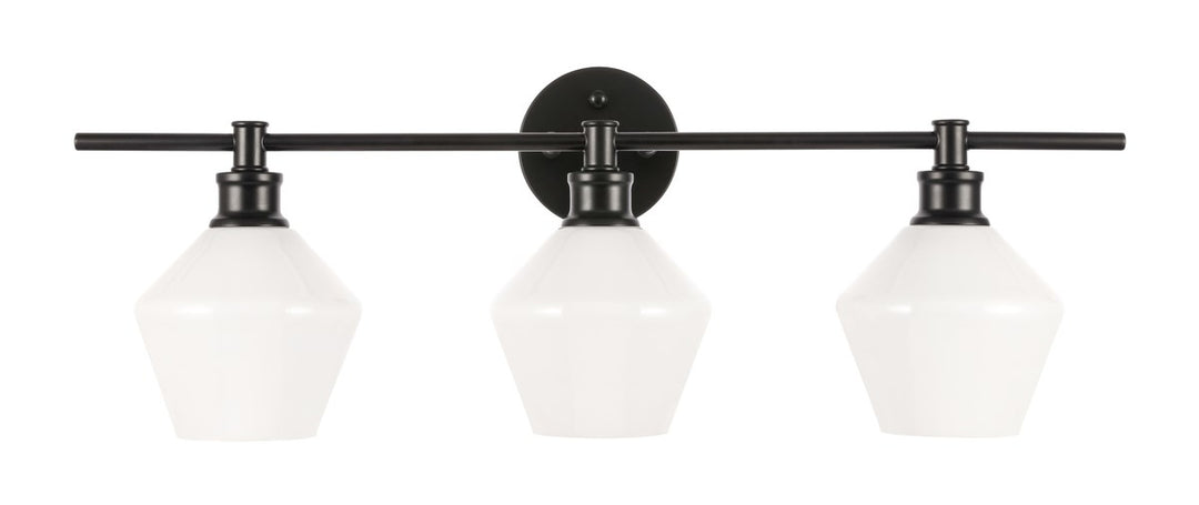 3 Light Black And Frosted White Glass Wall Sconce