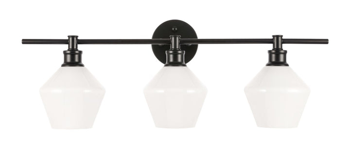 3 Light Black And Frosted White Glass Wall Sconce