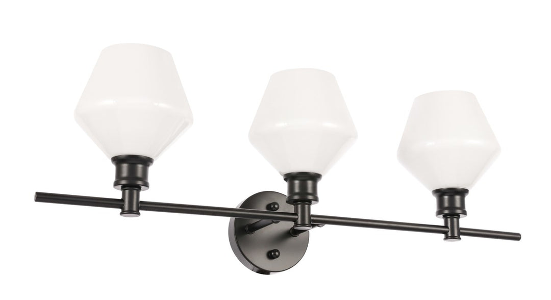 3 Light Black And Frosted White Glass Wall Sconce