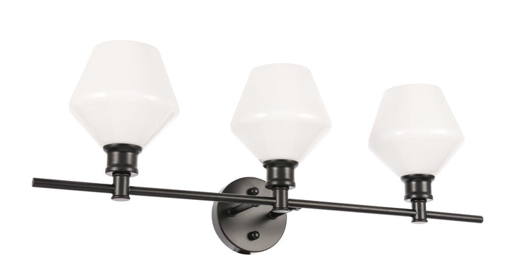 3 Light Black And Frosted White Glass Wall Sconce