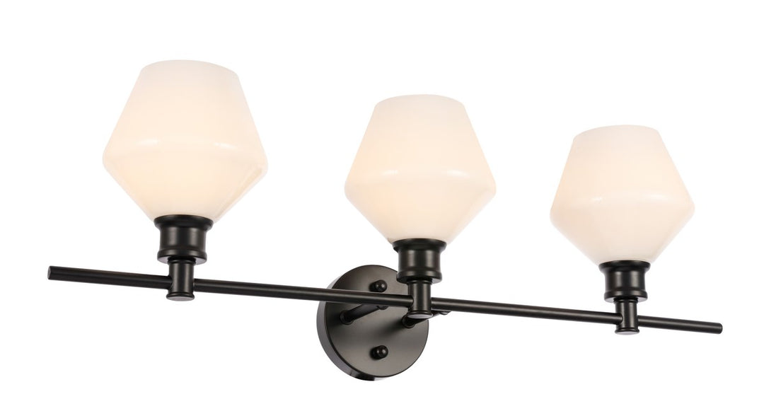 3 Light Black And Frosted White Glass Wall Sconce