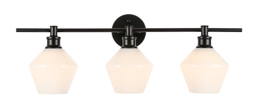 3 Light Black And Frosted White Glass Wall Sconce