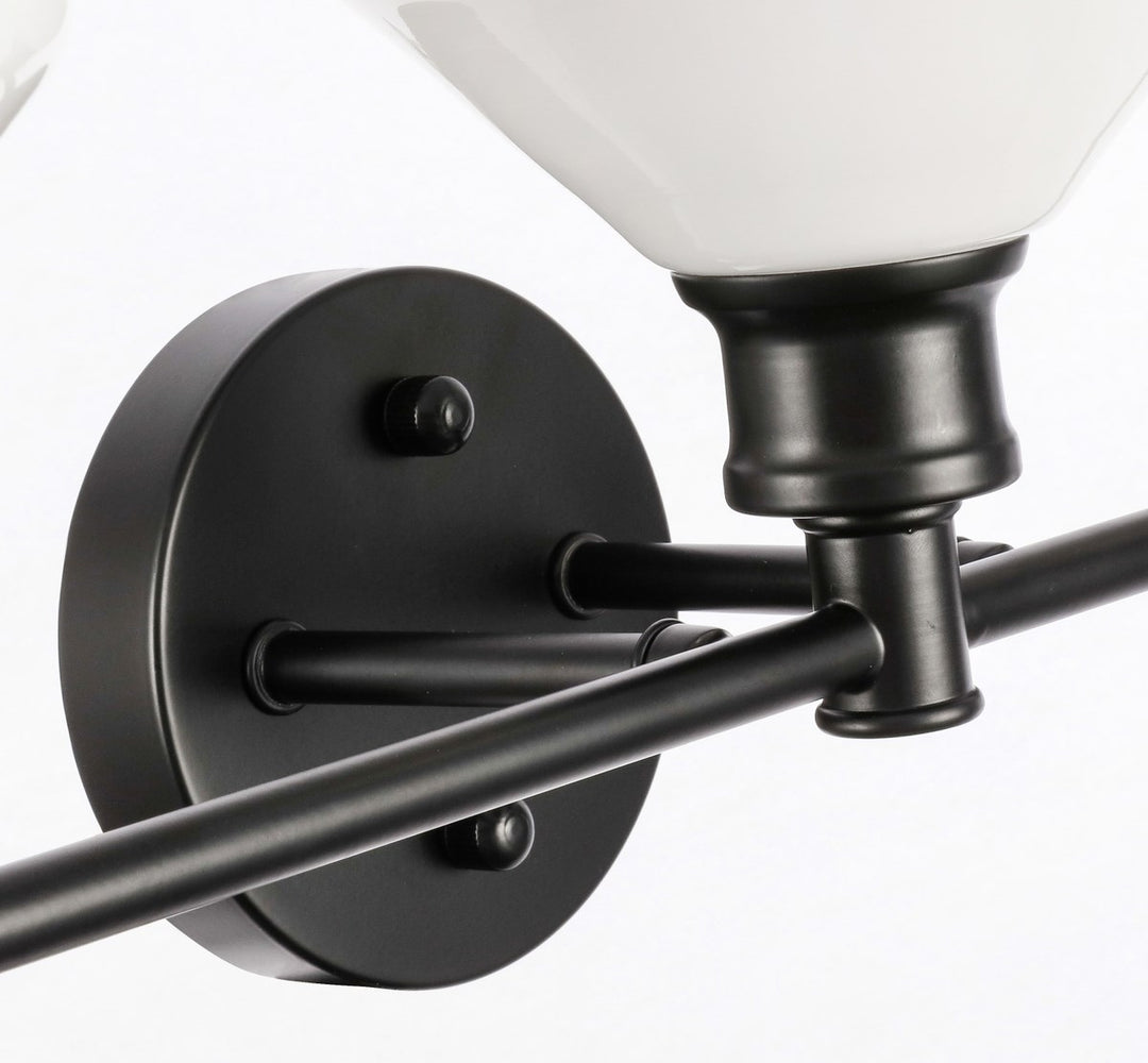 3 Light Black And Frosted White Glass Wall Sconce