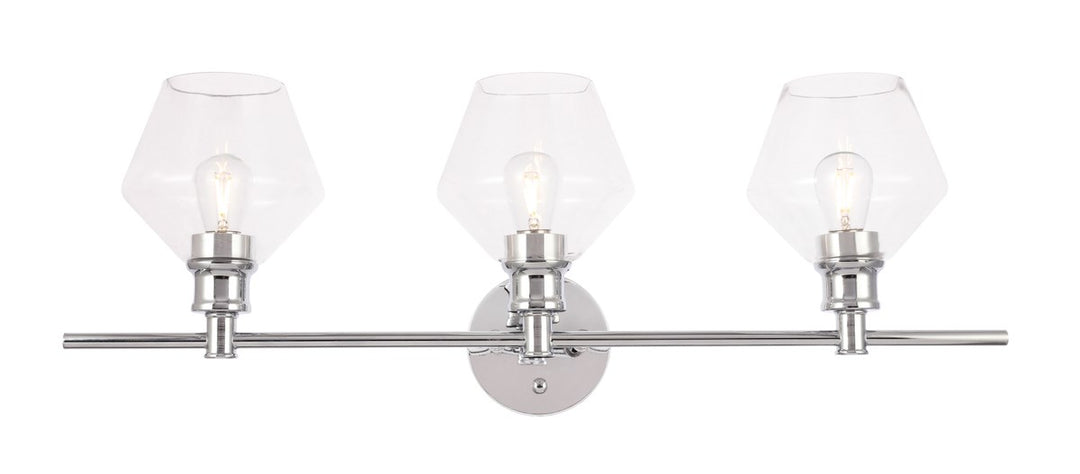 3 Light Chrome And Clear Glass Wall Sconce by Living District