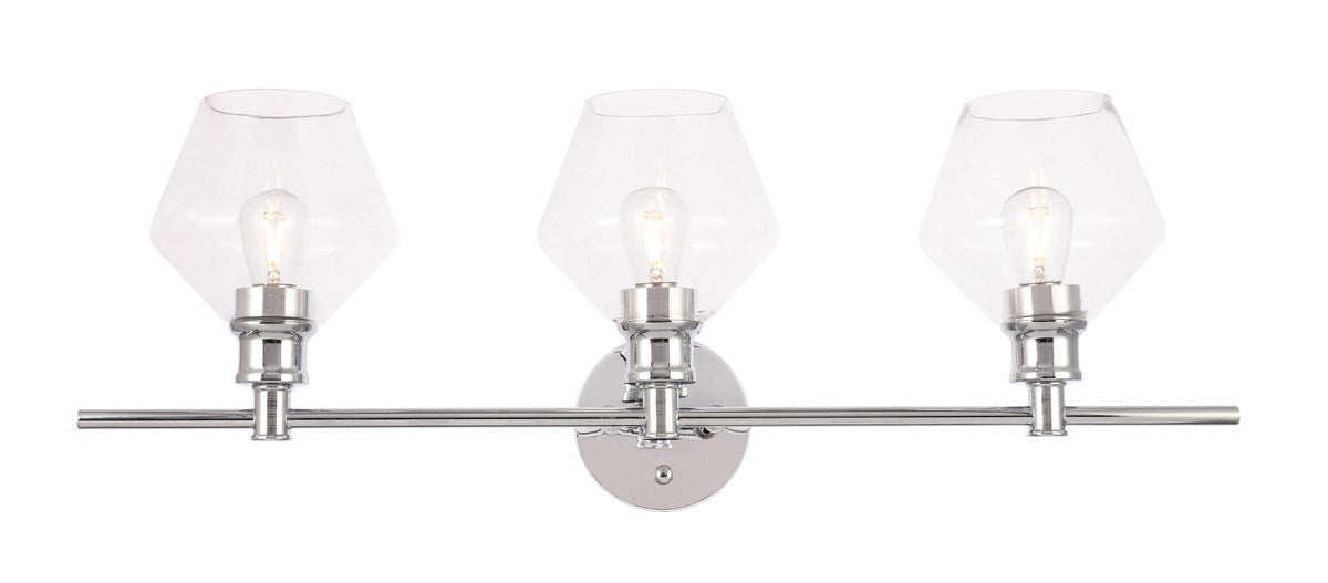 3 Light Chrome And Clear Glass Wall Sconce by Living District