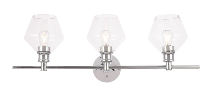 3 Light Chrome And Clear Glass Wall Sconce by Living District
