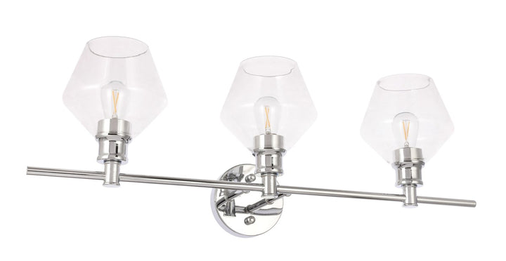 3 Light Chrome And Clear Glass Wall Sconce
