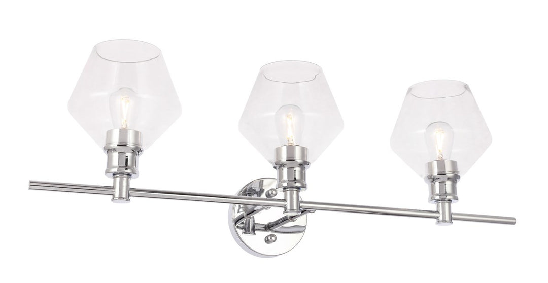 3 Light Chrome And Clear Glass Wall Sconce