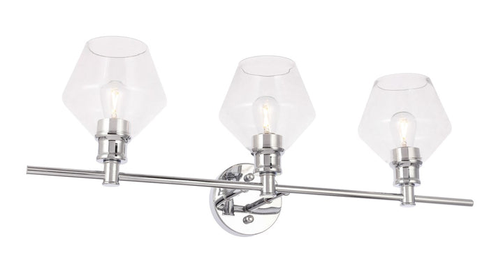 3 Light Chrome And Clear Glass Wall Sconce