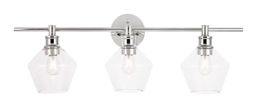 3 Light Chrome And Clear Glass Wall Sconce