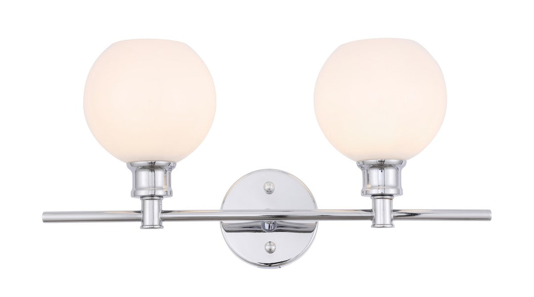 2 Light Chrome And Frosted White Glass Wall Sconce by Living District