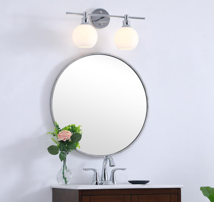2 Light Chrome And Frosted White Glass Wall Sconce