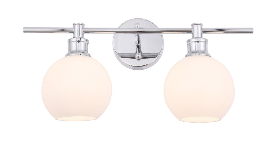 2 Light Chrome And Frosted White Glass Wall Sconce