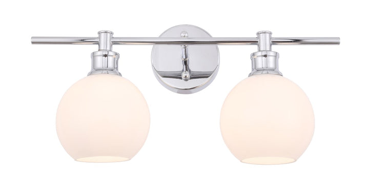2 Light Chrome And Frosted White Glass Wall Sconce