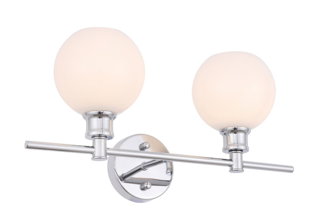 2 Light Chrome And Frosted White Glass Wall Sconce