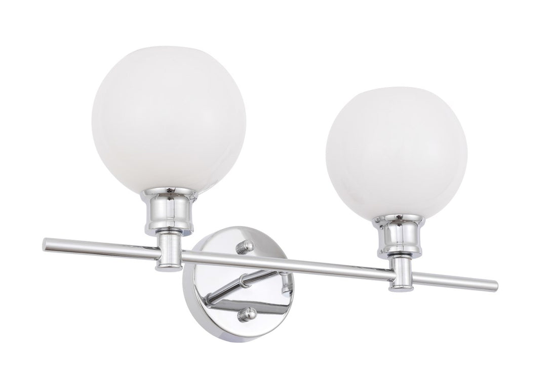 2 Light Chrome And Frosted White Glass Wall Sconce