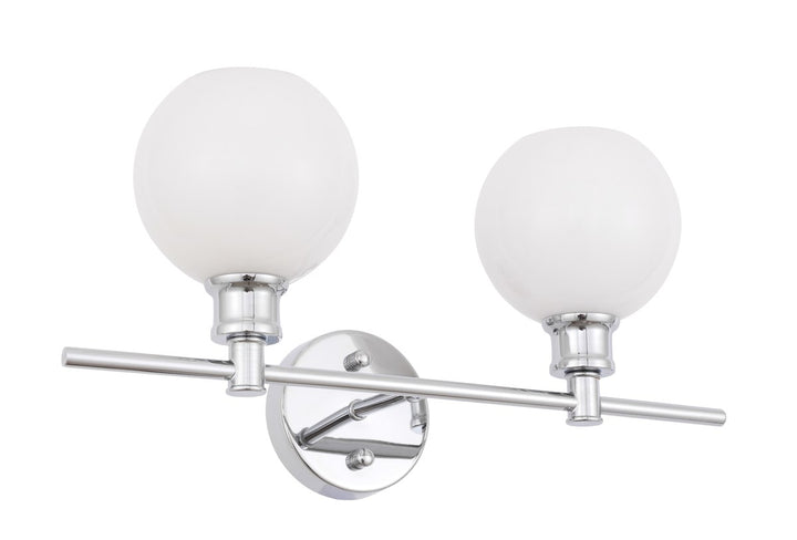 2 Light Chrome And Frosted White Glass Wall Sconce