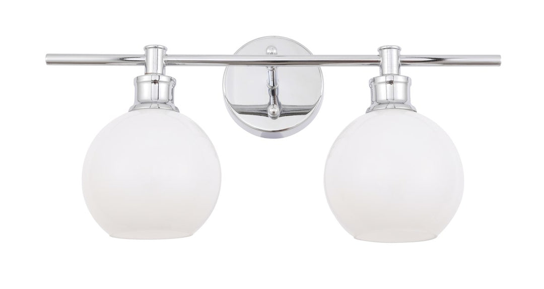 2 Light Chrome And Frosted White Glass Wall Sconce