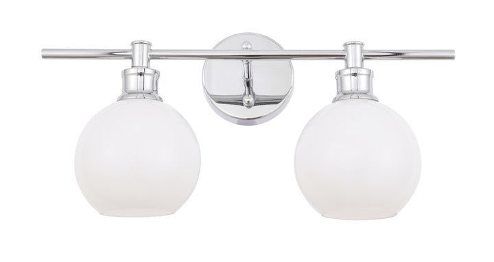 2 Light Chrome And Frosted White Glass Wall Sconce