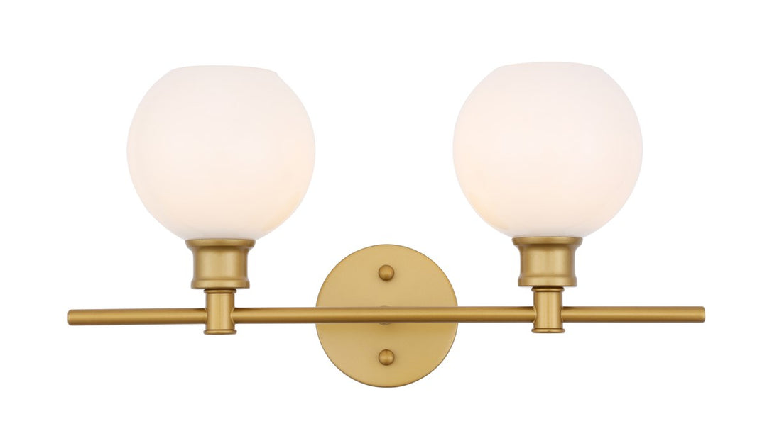 2 Light Brass And Frosted White Glass Wall Sconce by Living District