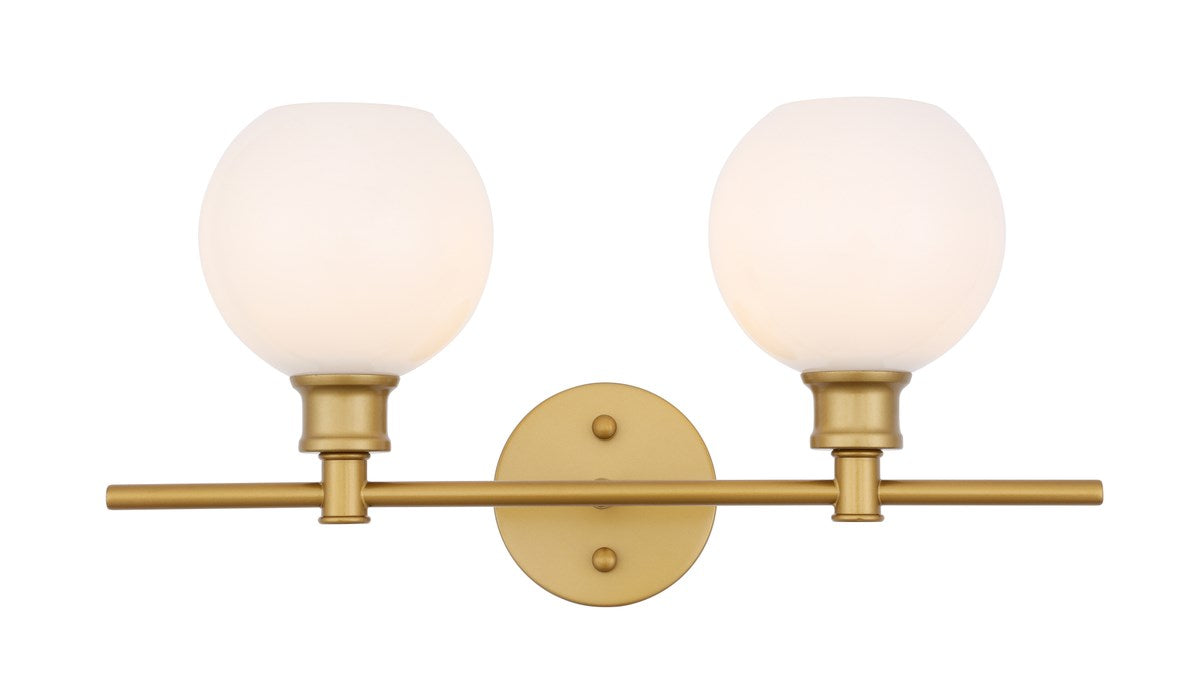 2 Light Brass And Frosted White Glass Wall Sconce by Living District