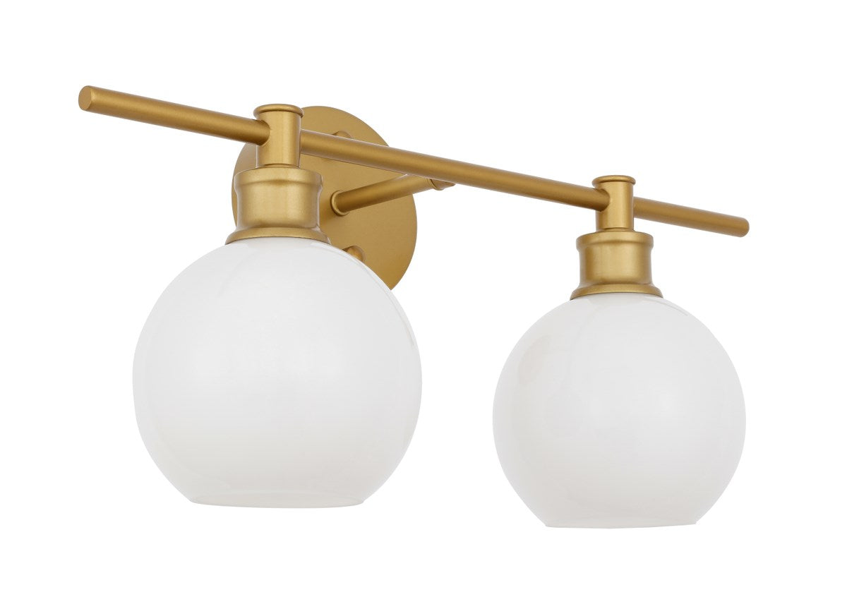 2 Light Brass And Frosted White Glass Wall Sconce