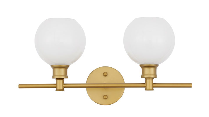 2 Light Brass And Frosted White Glass Wall Sconce