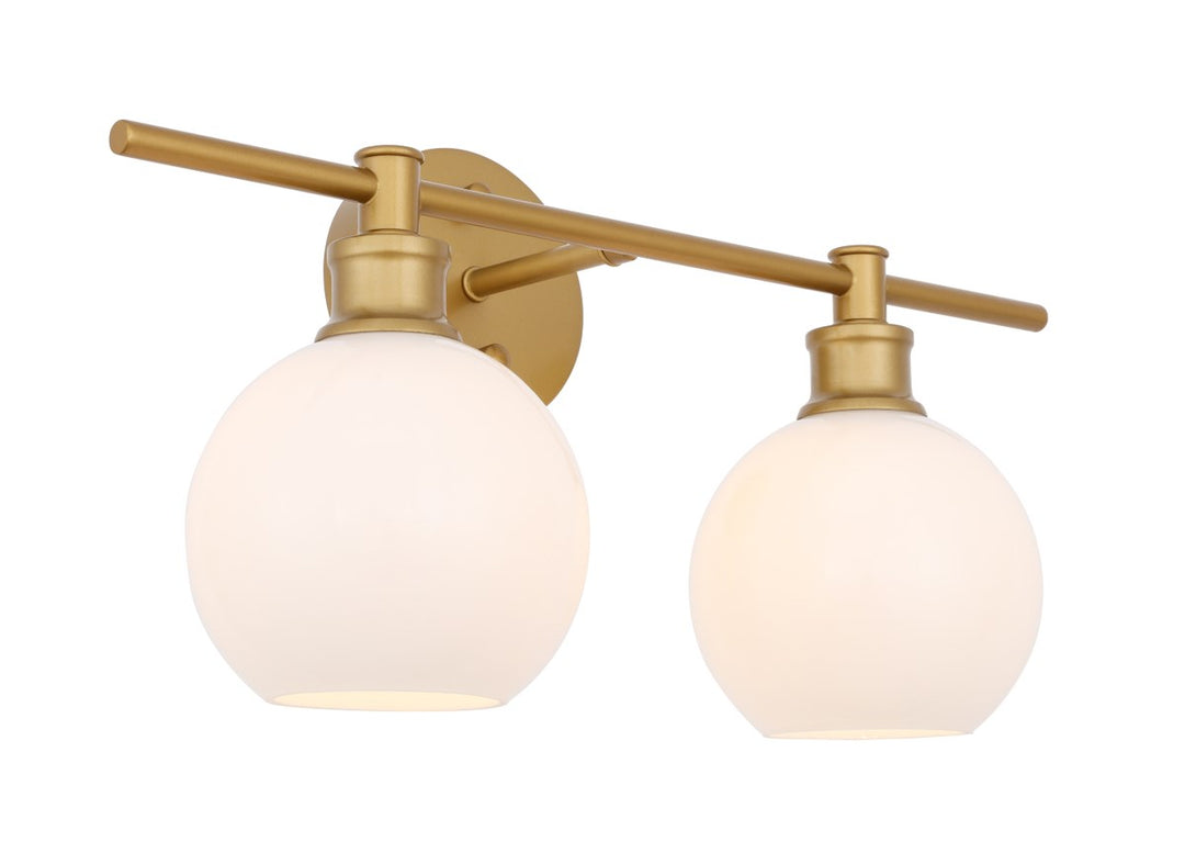 2 Light Brass And Frosted White Glass Wall Sconce