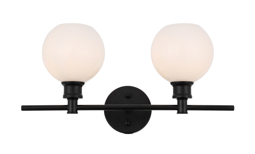 2 Light Black And Frosted White Glass Wall Sconce by Living District