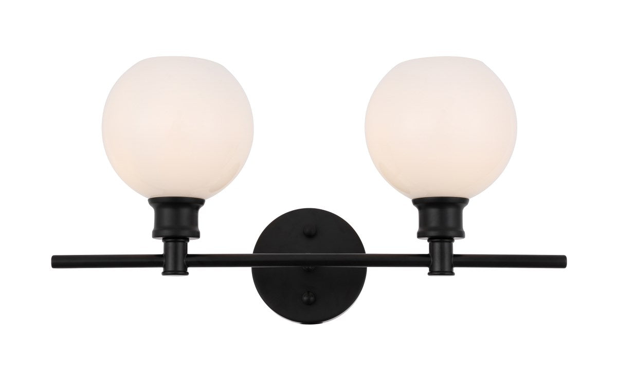 2 Light Black And Frosted White Glass Wall Sconce by Living District