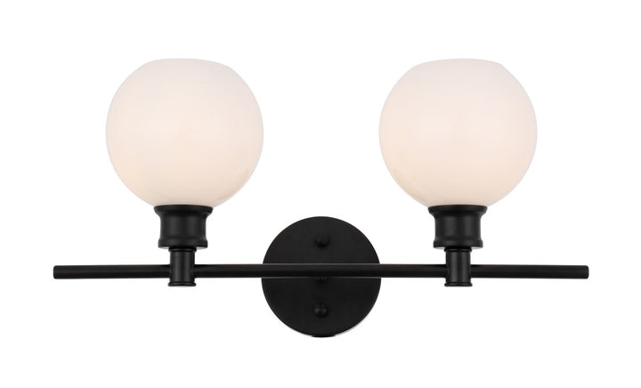 2 Light Black And Frosted White Glass Wall Sconce by Living District