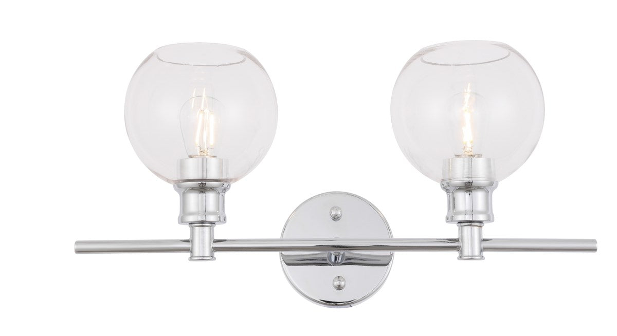 2 Light Chrome And Clear Glass Wall Sconce by Living District