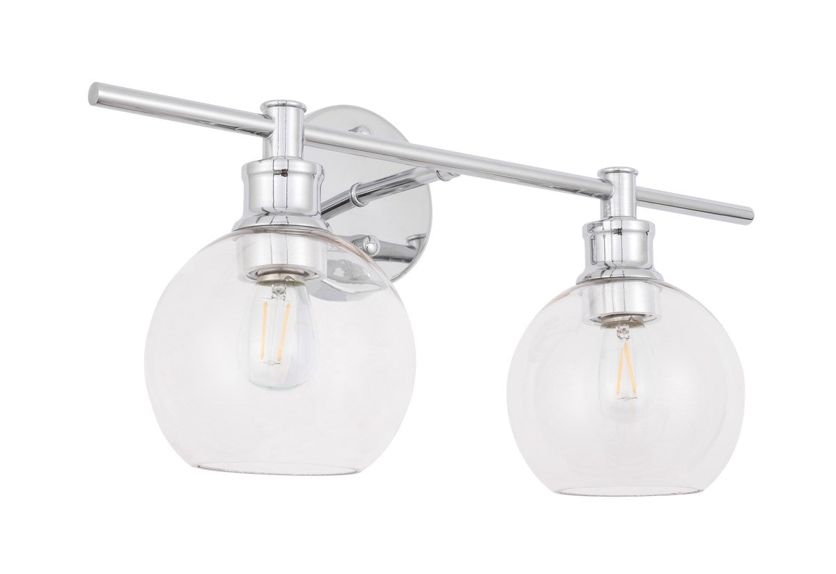 2 Light Chrome And Clear Glass Wall Sconce