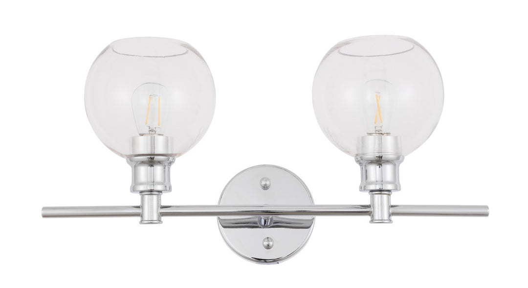 2 Light Chrome And Clear Glass Wall Sconce