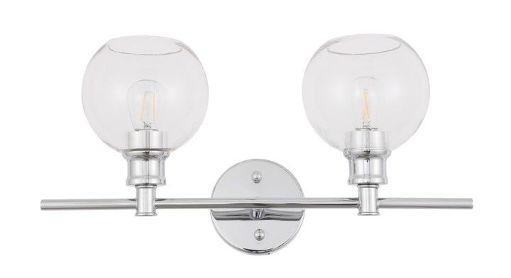 2 Light Chrome And Clear Glass Wall Sconce