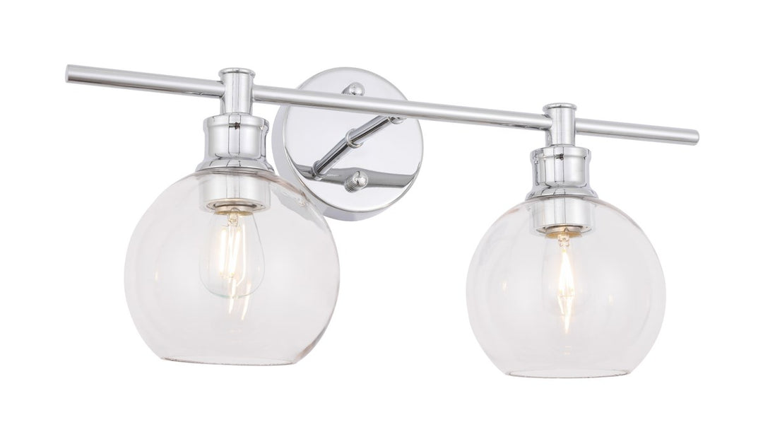 2 Light Chrome And Clear Glass Wall Sconce