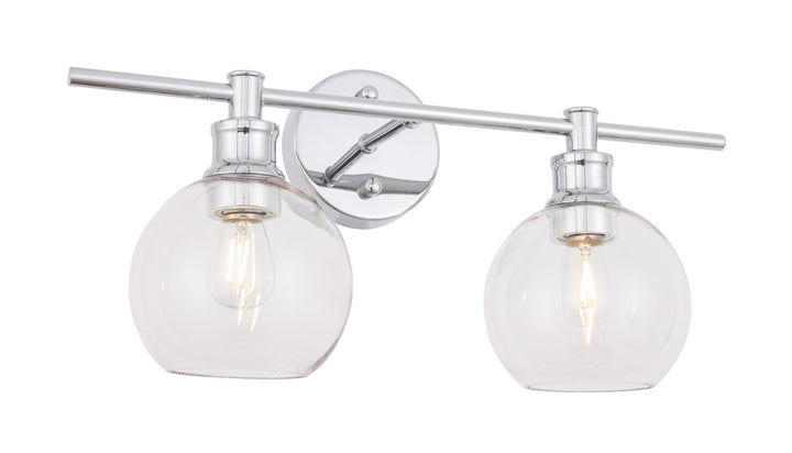 2 Light Chrome And Clear Glass Wall Sconce