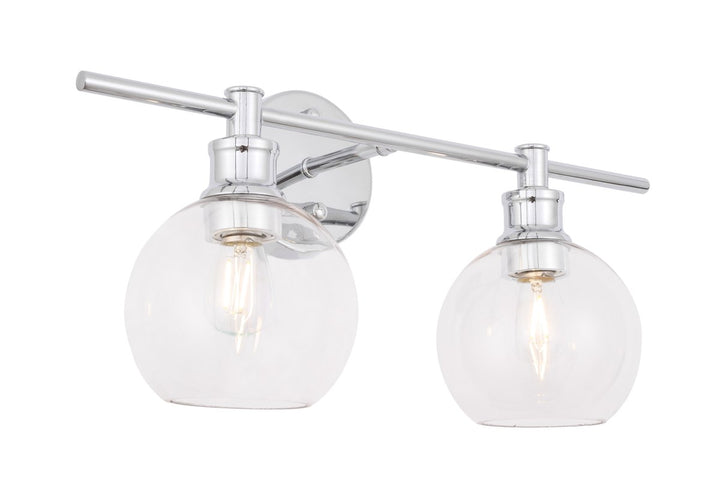 2 Light Chrome And Clear Glass Wall Sconce