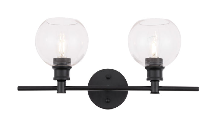 2 Light Black And Clear Glass Wall Sconce by Living District
