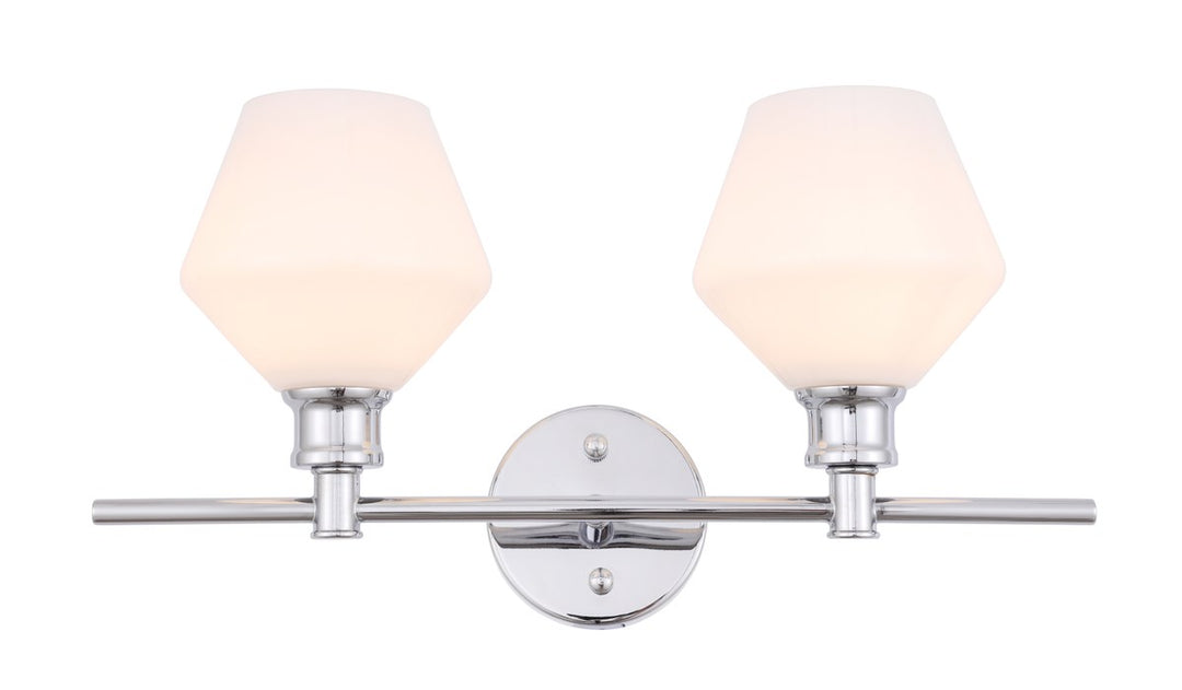 2 Light Chrome And Frosted White Glass Wall Sconce by Living District