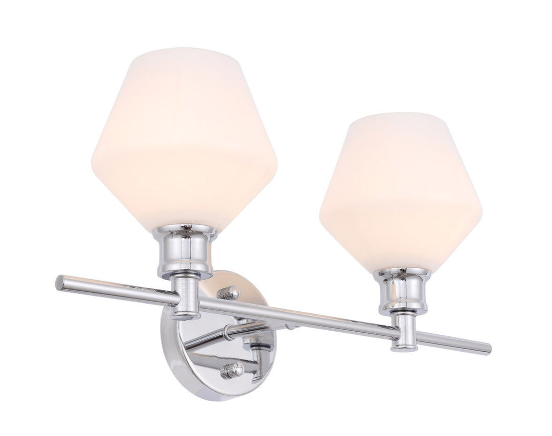 2 Light Chrome And Frosted White Glass Wall Sconce