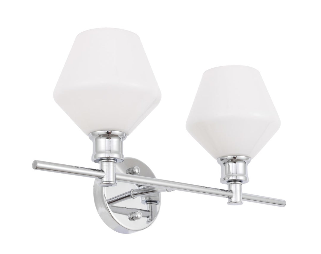 2 Light Chrome And Frosted White Glass Wall Sconce