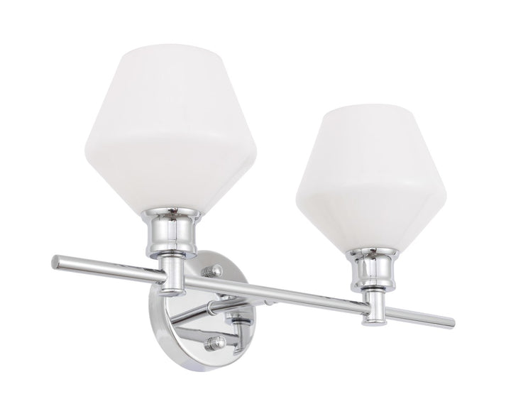 2 Light Chrome And Frosted White Glass Wall Sconce