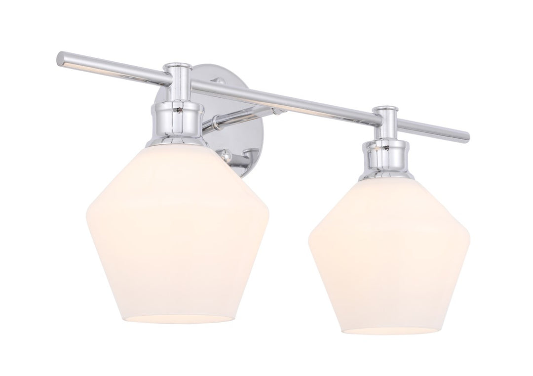 2 Light Chrome And Frosted White Glass Wall Sconce