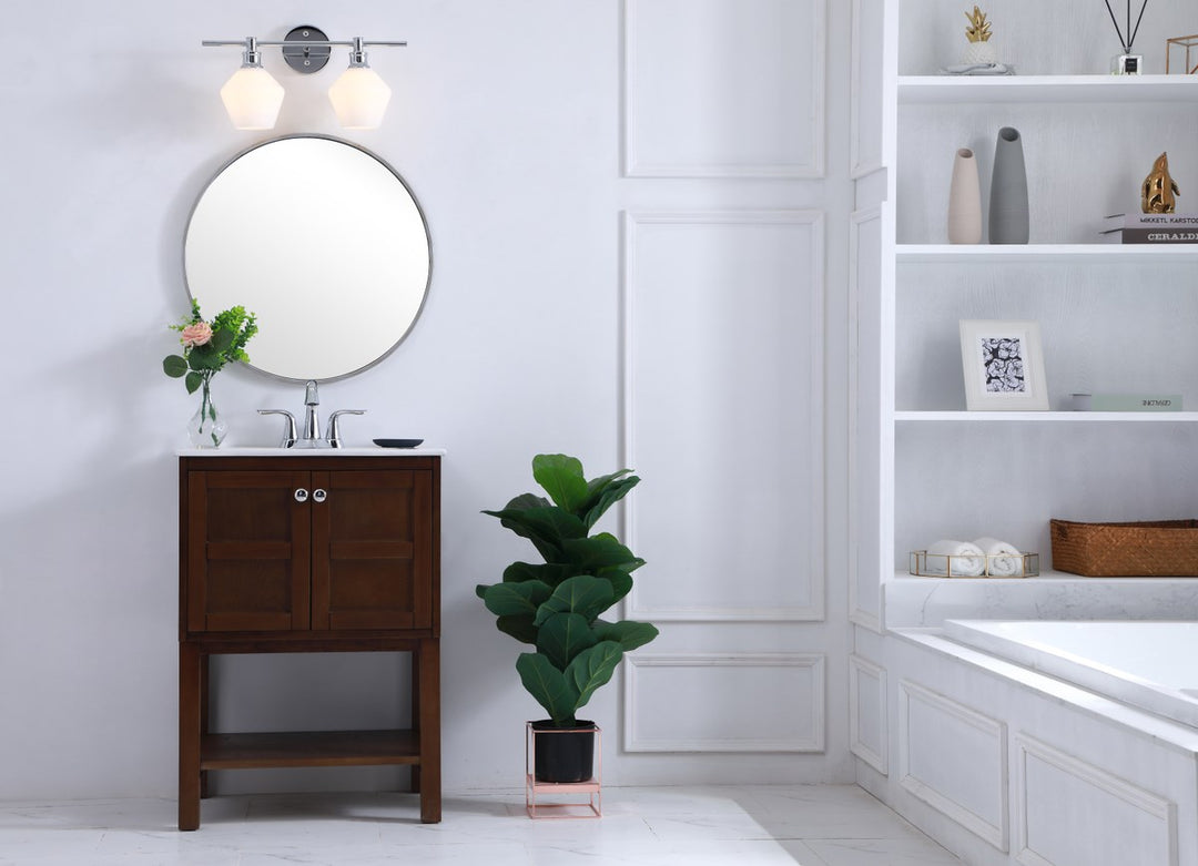 2 Light Chrome And Frosted White Glass Wall Sconce