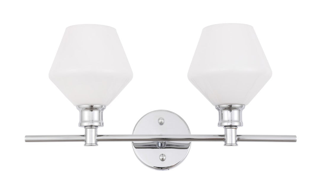 2 Light Chrome And Frosted White Glass Wall Sconce