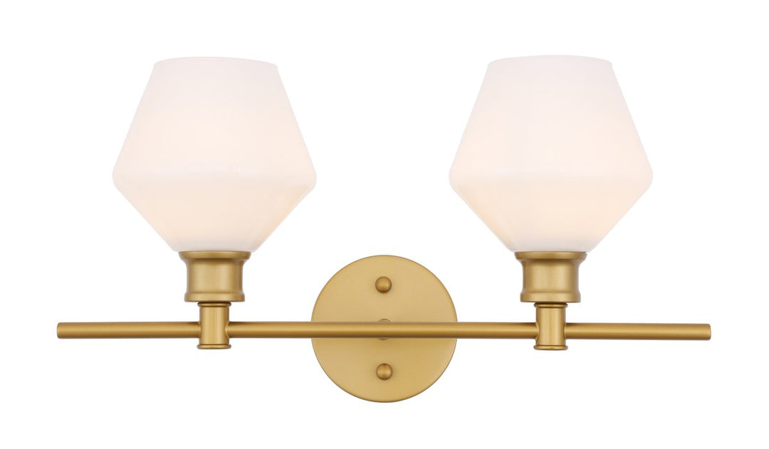 2 Light Brass And Frosted White Glass Wall Sconce by Living District