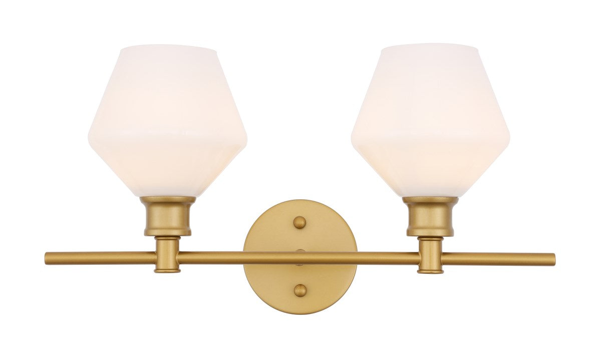 2 Light Brass And Frosted White Glass Wall Sconce by Living District